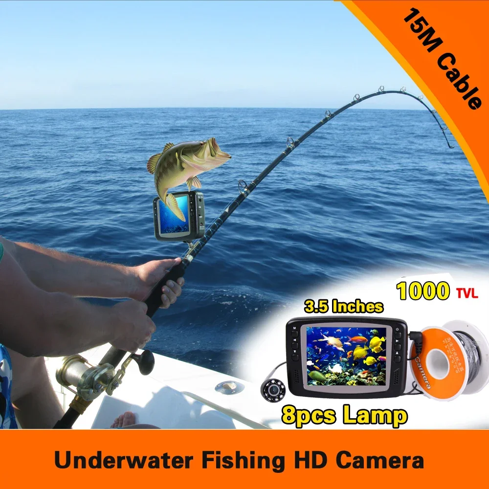 1 Set 3.5 Inches Color LCD Display Underwater Fishing Camera Fish Finder Scanner HD 1000TVL Line Wide Angle Lens