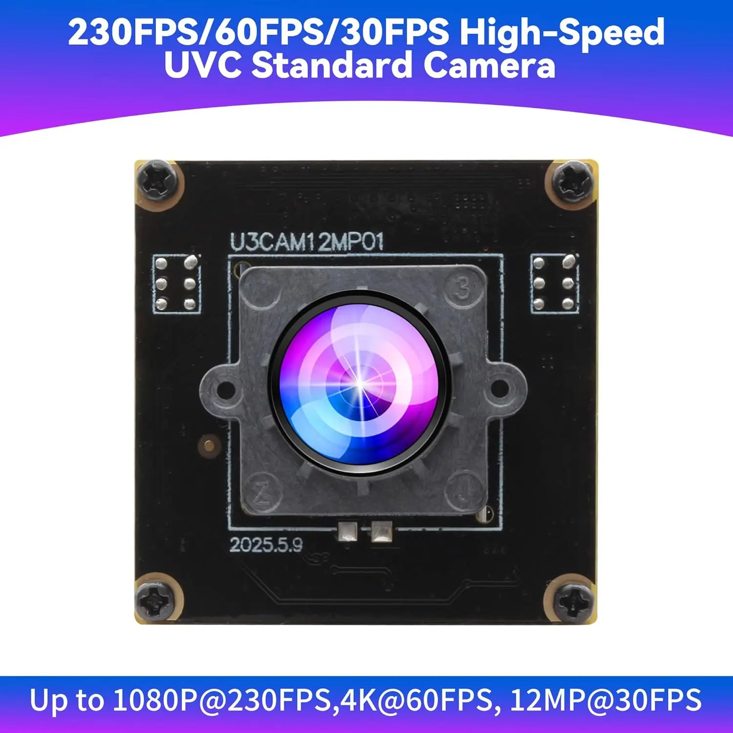 ELP 12MP High Speed USB Camera 4K 60fps 1080P 230fps Mini UVC USB3.0/2.0 Industrial Camera Plug and Play for Windows Linux Mac