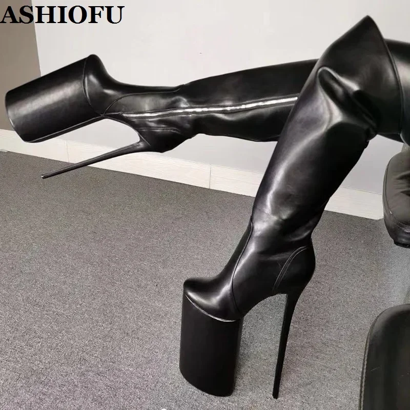 ASHIOFU 2025 New Womens Super-heels Knee Boots 30cm Sexy Pole-dancing Platform Boots Evening Club Fashion Long Boots Shoes D2020