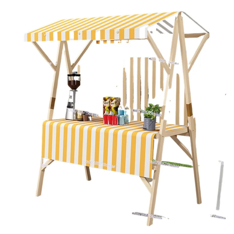 

Market shelf mobile foldable booth outdoor shed Internet celebrity stall display stand solid wood promotion float night market
