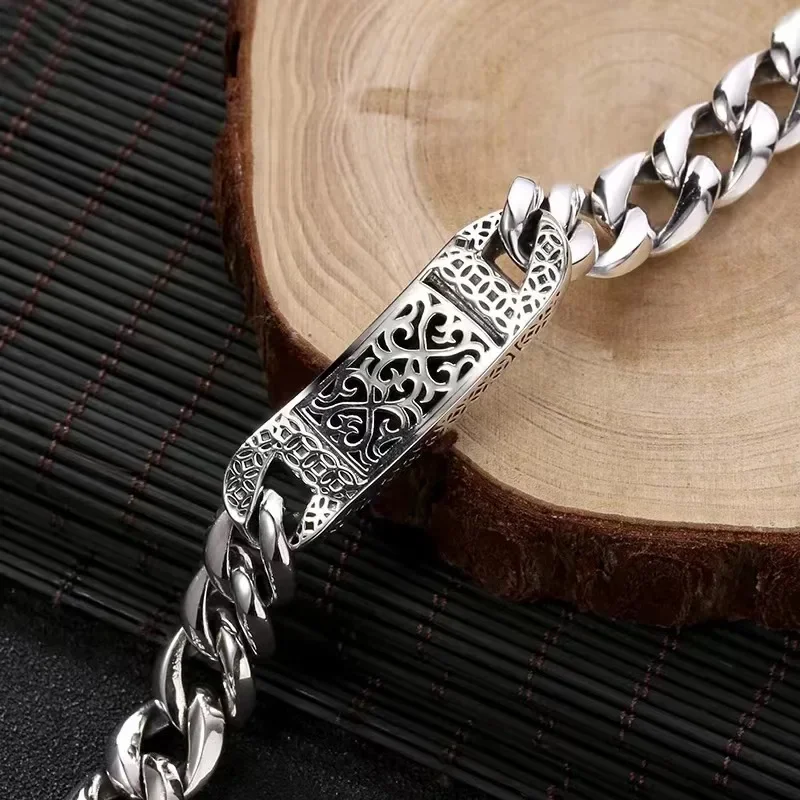 S925 Silver Bracelet Men's Simple Whip Chain Money Brave Animal Hand Chain Personality Popular Men's Vintage Bangle