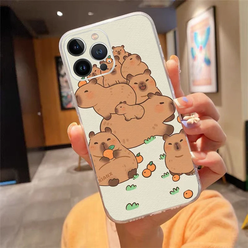 Cute Cartoon Capybara Animal Phone Case For iphone 16 15 14 Pro Max 16 15 14 13 12 Pro 15Plus iphone 11