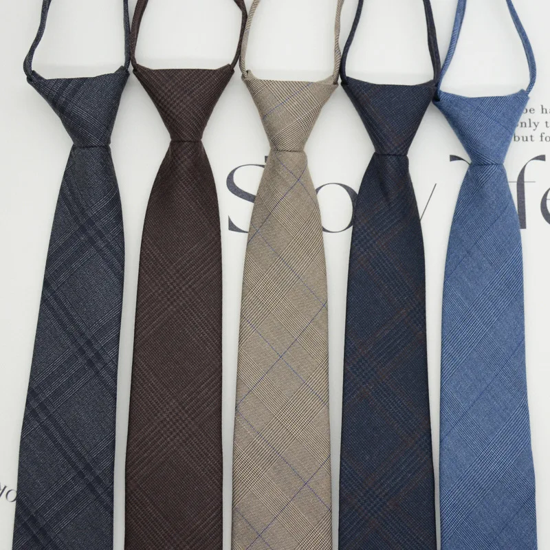 

Tie men's formal attire Korean version Japanese business British knot free lazy 7CM zipper style student work professional wear