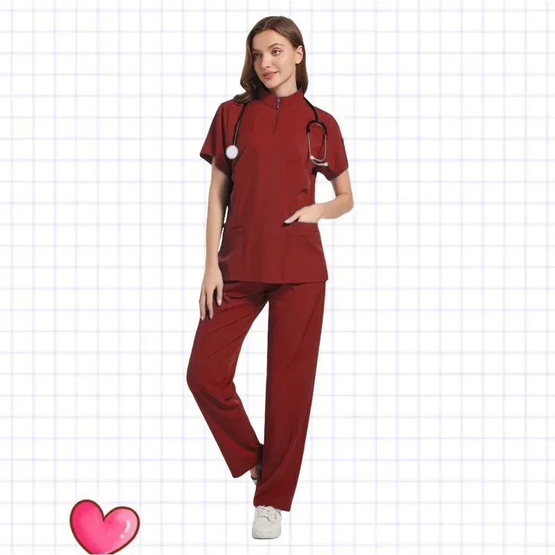 Chemisier médical à manches courtes pour femmes, chemise d'infirmière, uniforme d'infirmière, vêtements de gIslande décontractés, ensemble d'hôpital de pharmacie