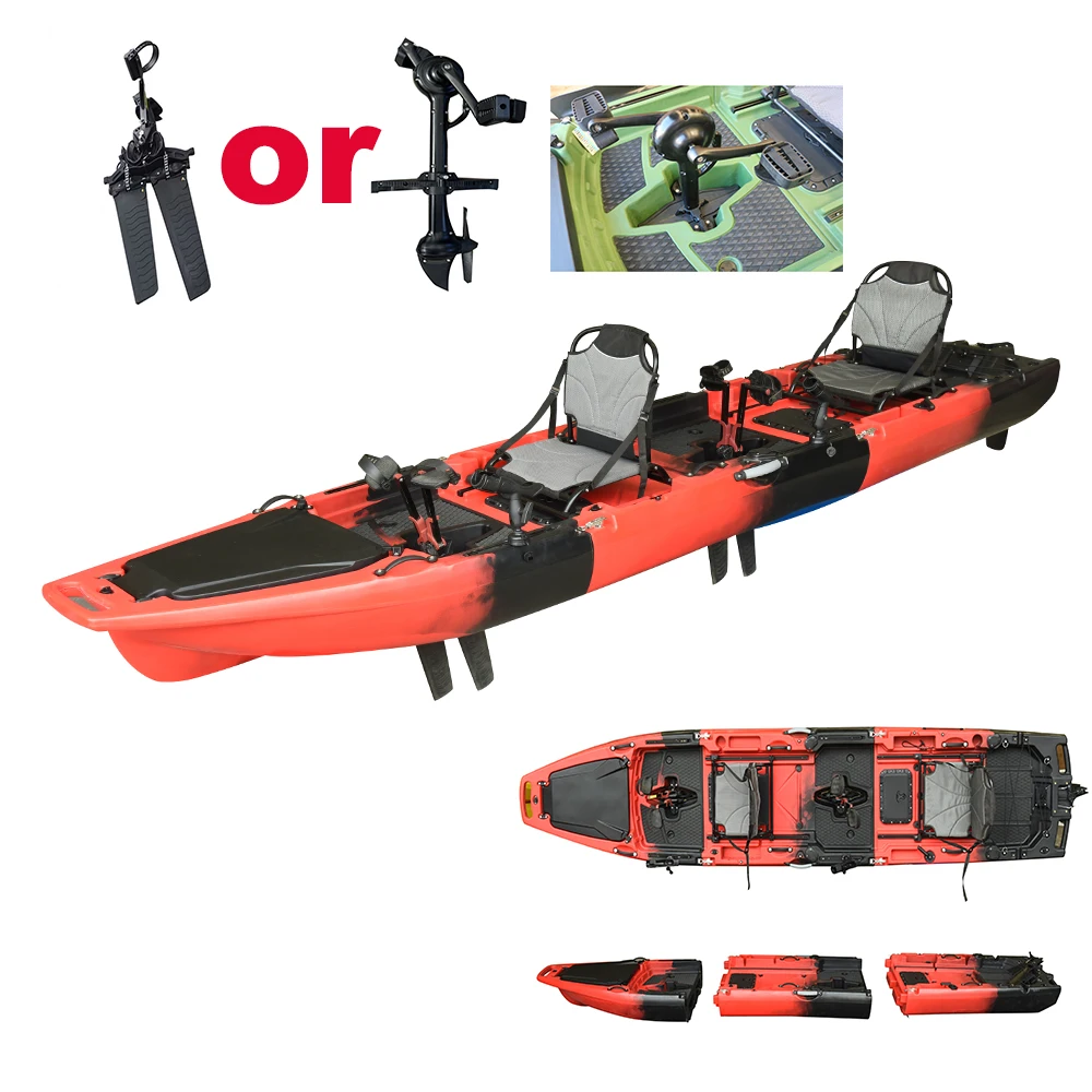 2-Seater Sit-on-Top Modular Pedal & Electric Fishing Kayak with Accessories Durable Anti-Collision Customizable Aluminum Seats