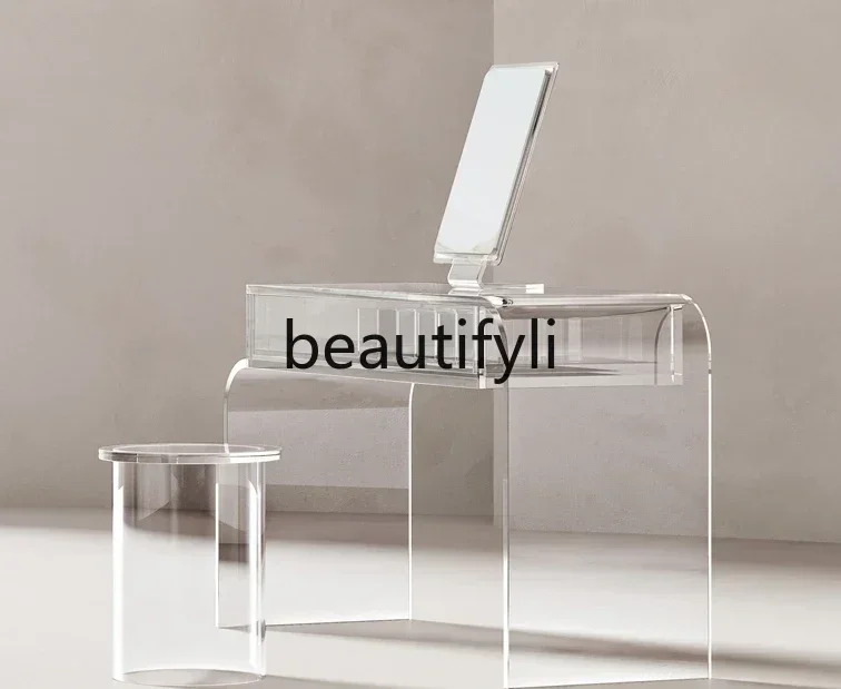

LJYAcrylic creative transparent integrated dresser small makeup table light luxury modern simple desk