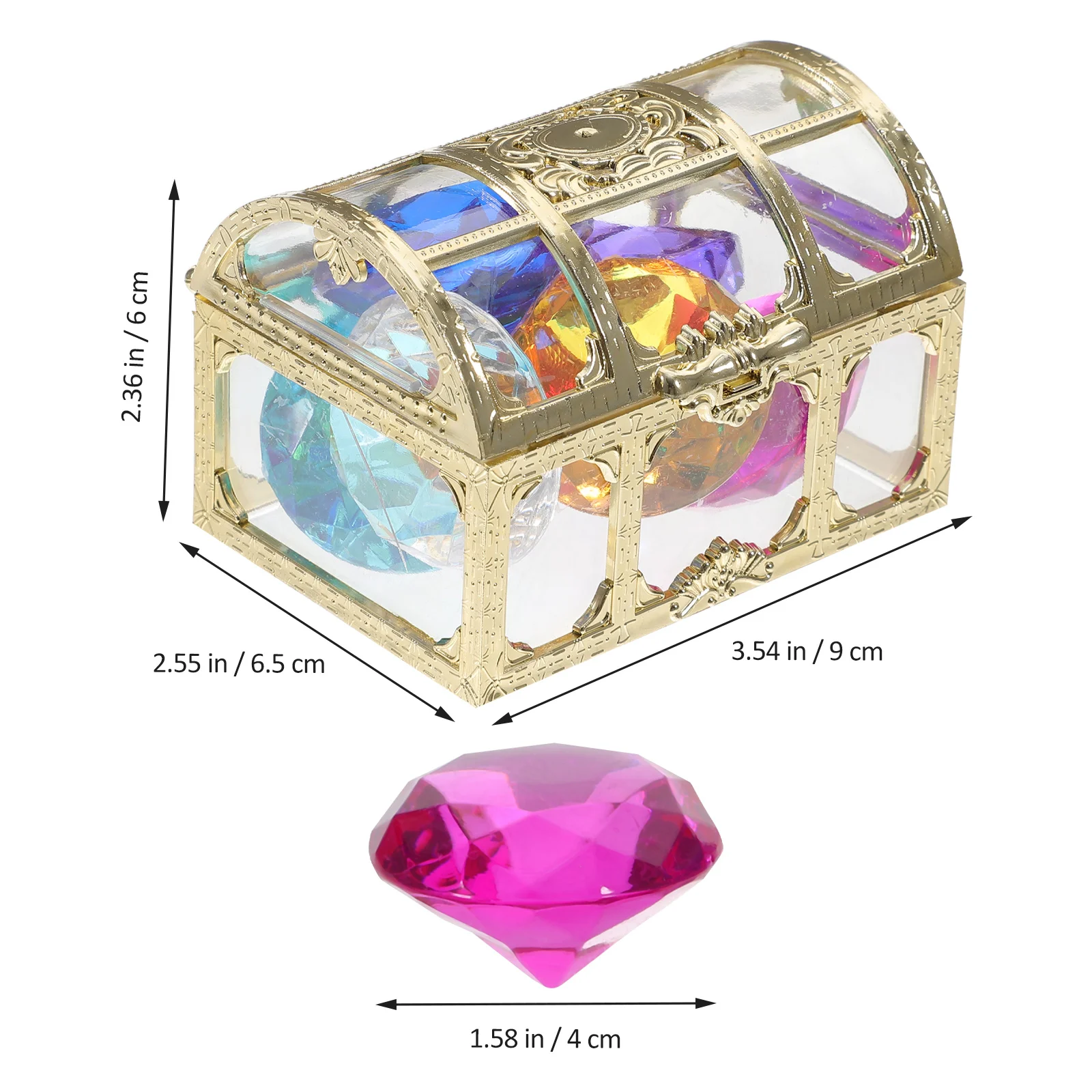 Cofre del Tesoro Lleno de Gemas Falsas Coloridas para Niños, Juguete para Piscina, Gemas Acrílicas, Regalo Estimulante para Bolsas