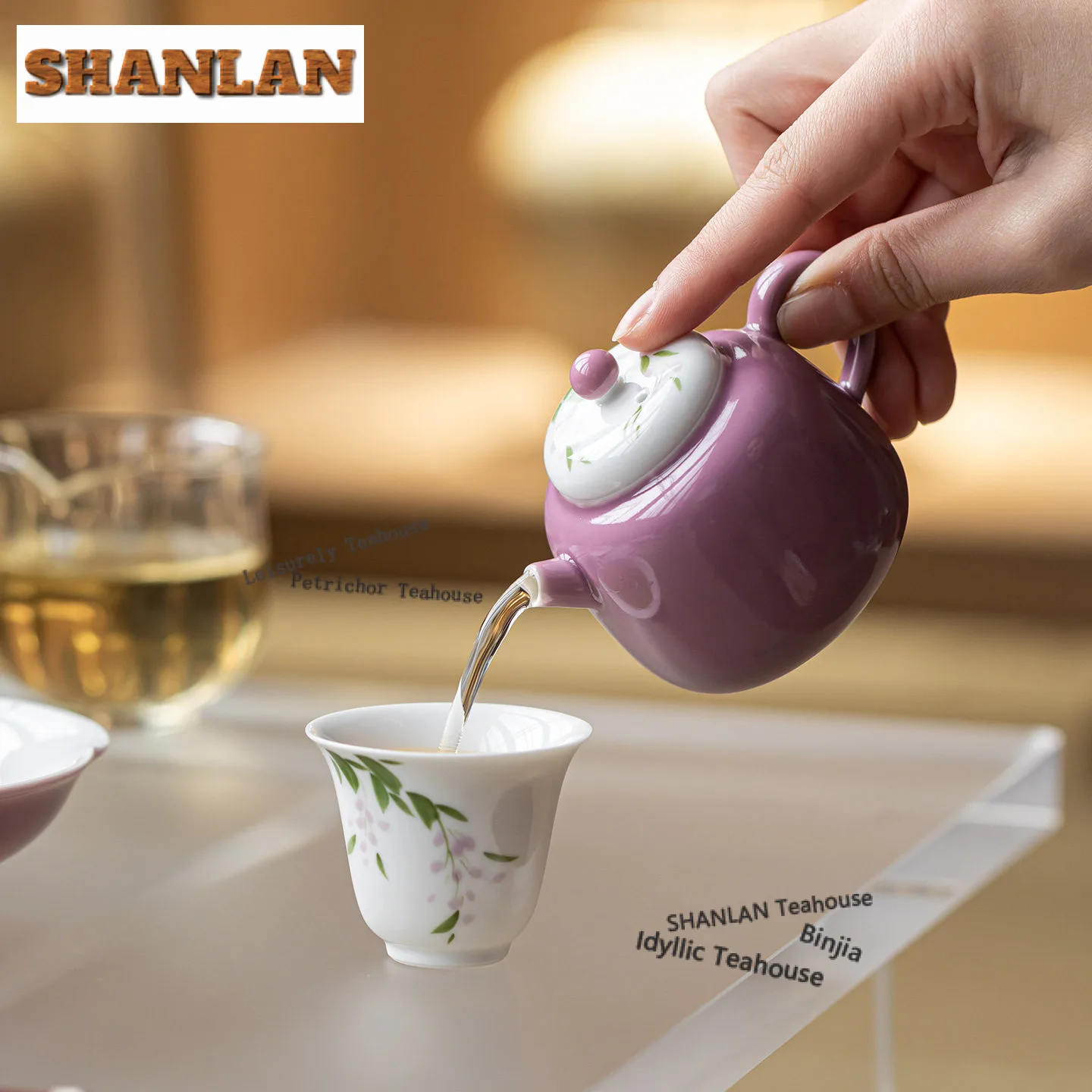 110ml Hand-painted Wisteria Flower Teapot Antique Tea Infuser Pot Tea Making Kettle With Ball Hole Tea Ceremony Accessories Gift