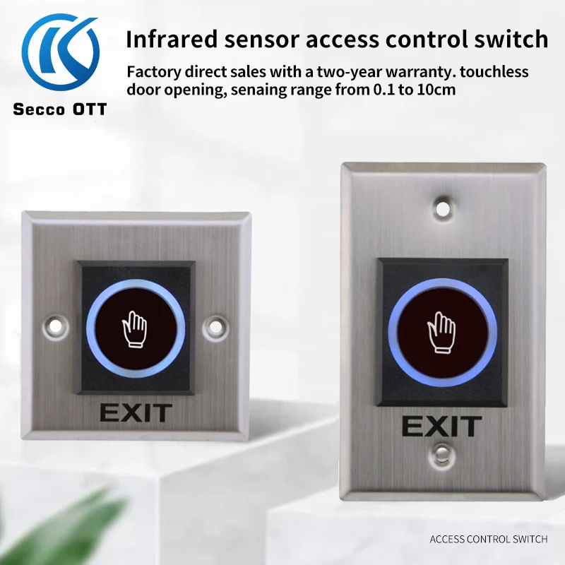 Infrared sensor switch non-contact door panel access control switch high-end stainless steel access control reset button exit