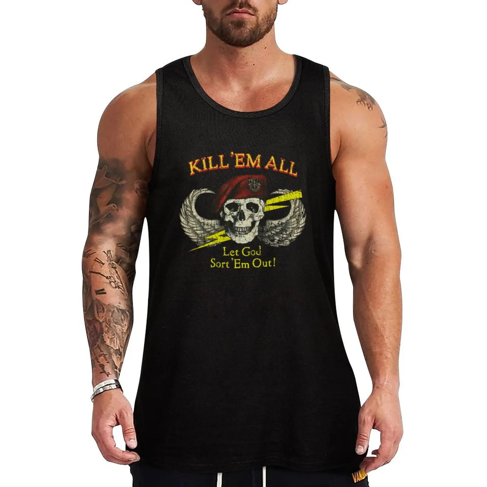 

Special Forces Kill 'Em All 1986 Tank Top fashion 2025 man sleeveless shirt man cute tops sports clothes for men