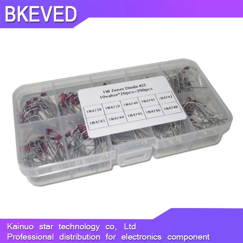 10value*20PCS=200PCS Zener Diode Assortment Electronic Kit 1N4738 1N4739 1N4740 1N4741 1N4742 1N4743 1N4744 1N4745 1N4746 1N4748