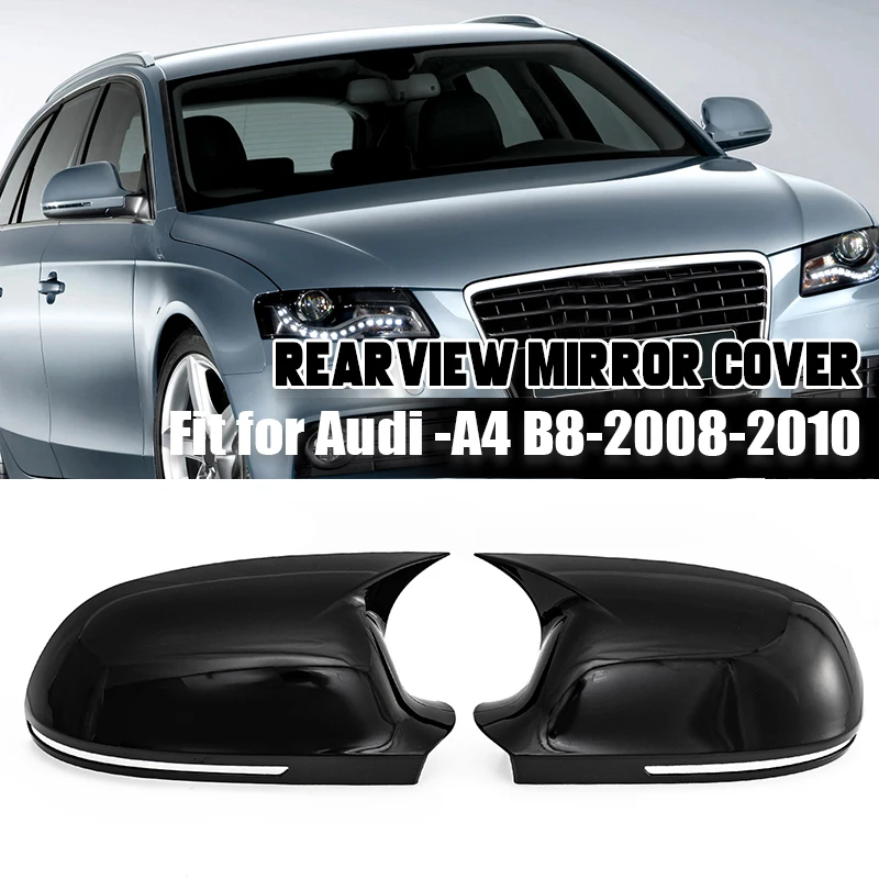 Coques de rétroviseurs latéraux en forme de corne de bœuf, aspect noir brillant/fibre de carbone, pour Audi A3 S3 Q3 A4 A5 A6 RS6 A8 S8 2009 2010