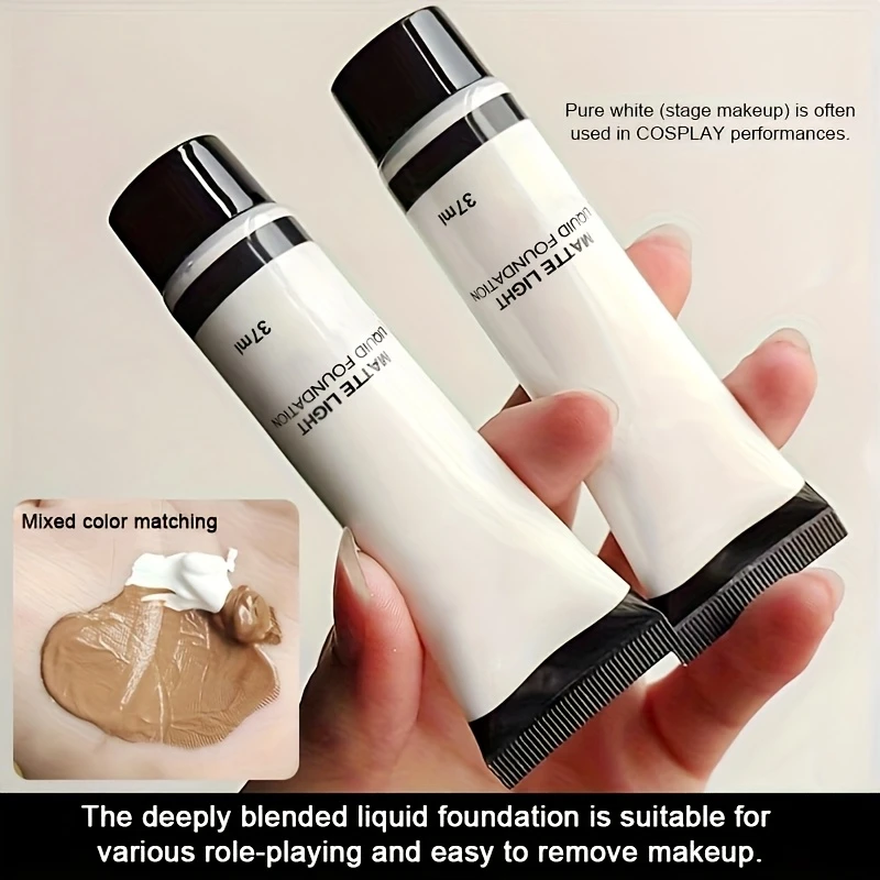 Mélange de fond de teint, Toner liquide, blanc clair mat, mélange de fond de teint liquide blanc pur, maquillage éclaircissant pour Festival de Cosplay