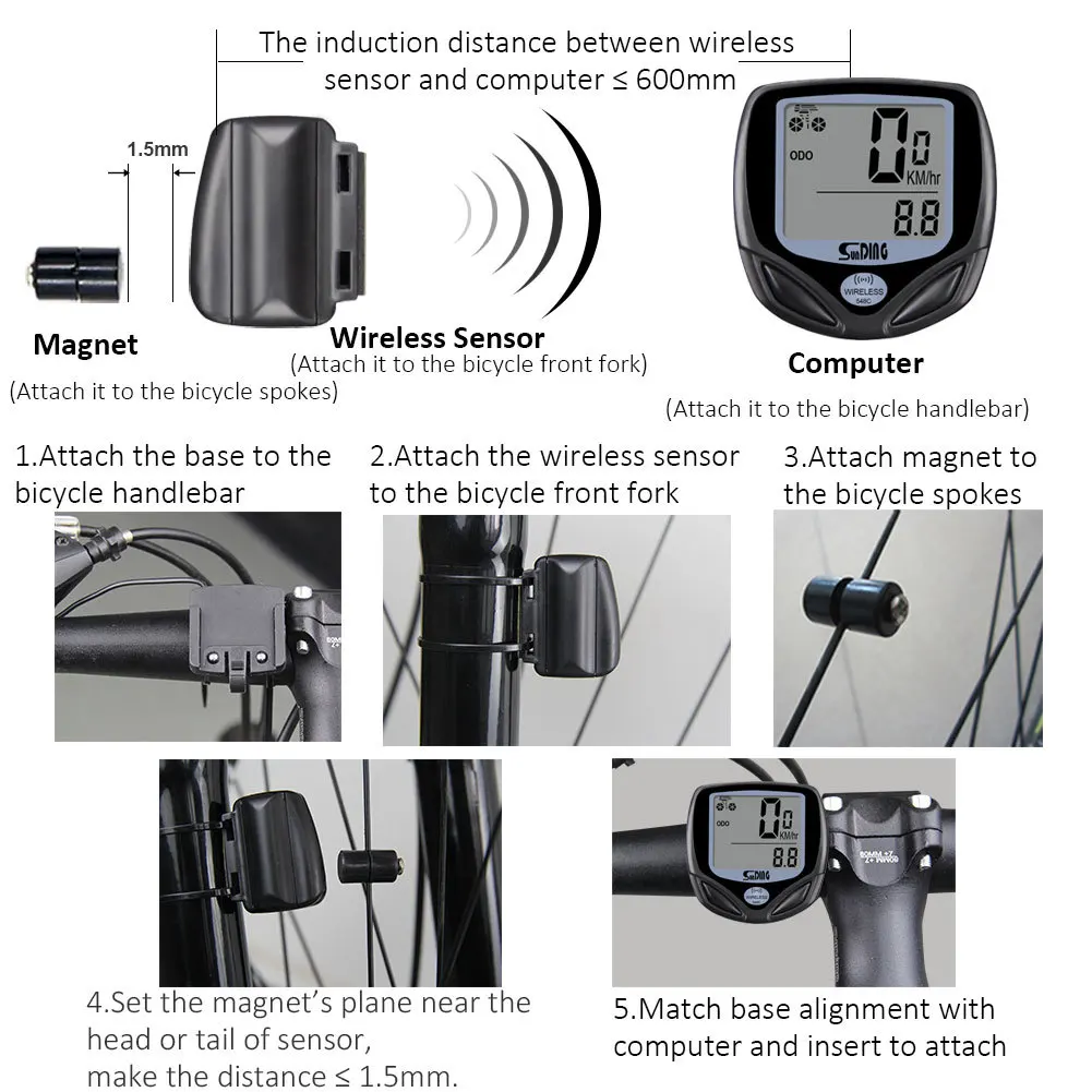 Wireless Bike Computer Waterproof Magnet Sensor Bicycle Speedomete Digital Cycling Odometer Multi-Function Bicycle Accessories