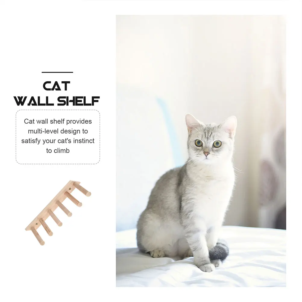 

2pcs 6-Tier Cat Wall Steps 27cm Wooden Climbing Shelf Indoor Cats Sturdy Anti-Slide Design Multi-Level Ledge