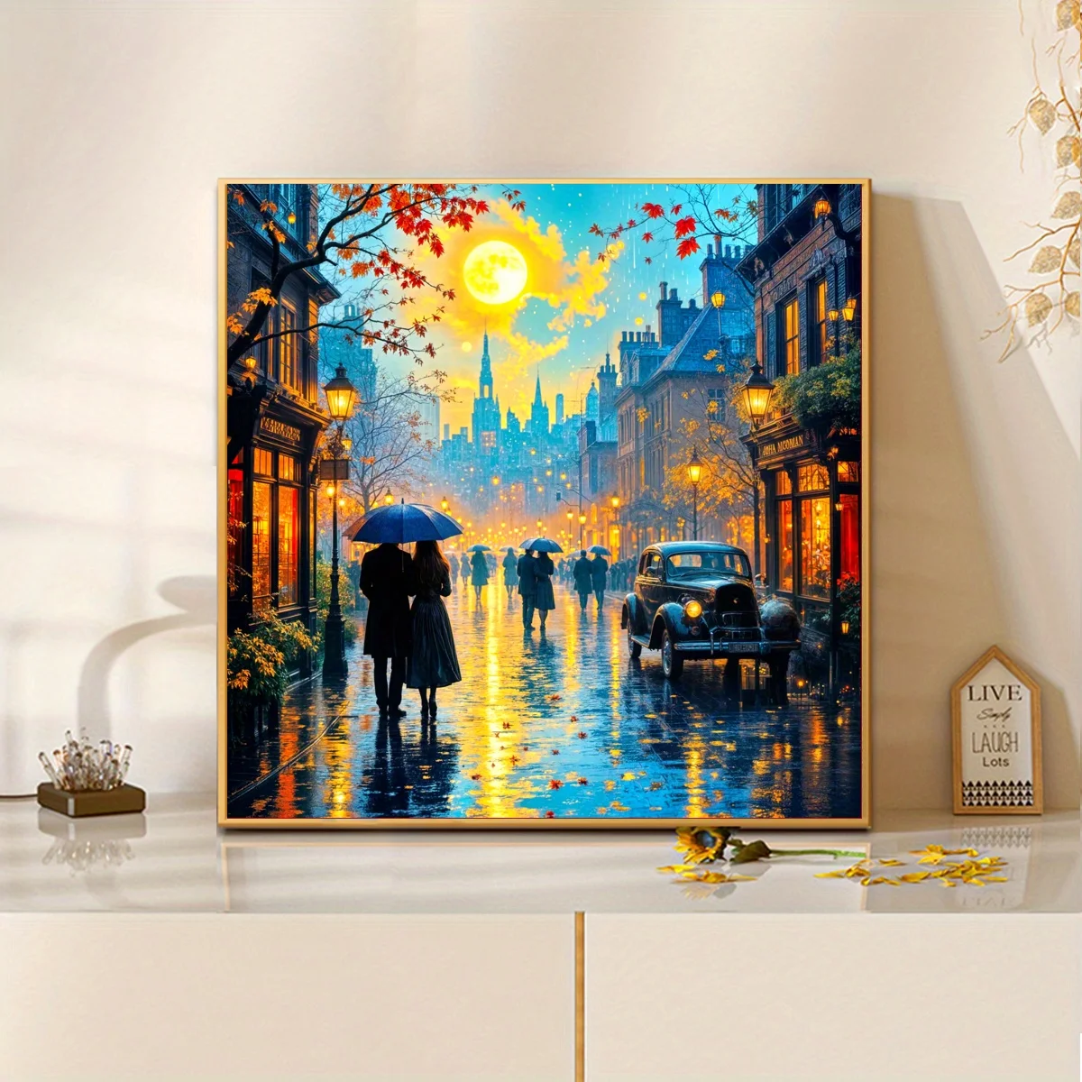 

Beautiful Rainy Night Street View Jigsaw Puzzle 500/1024 PCS Holiday Stress Relieving Fun Games Home Decor Holiday Gifts