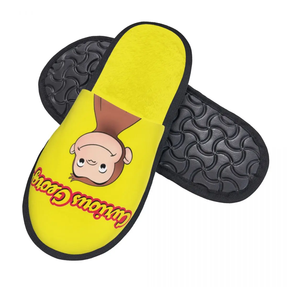 Curious George Guest Slippers for Bathroom Women Custom Print Monkey TV series House Slipper