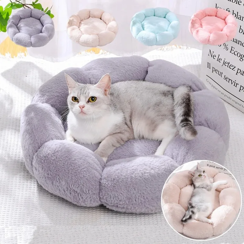 

Luxury Cat Sofa Winter Warm Cat Flower Nest Dog House Bed for Cats Flower Bed Breathable Soft Small Dog Bed with Flower Shape