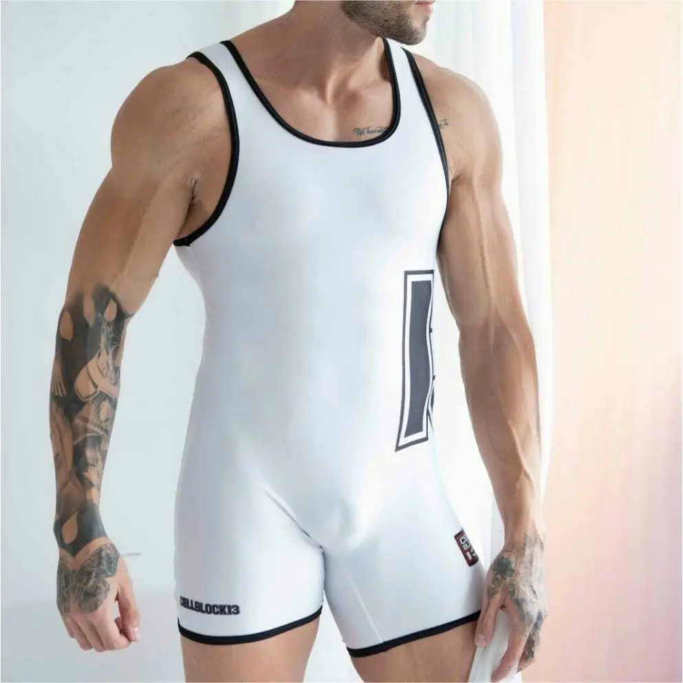 New CB13 Men\'s Zipper Singlet Body Suit RightTrack Skinsuit One-Piece Sleeveless SexyMan Fun Clothing