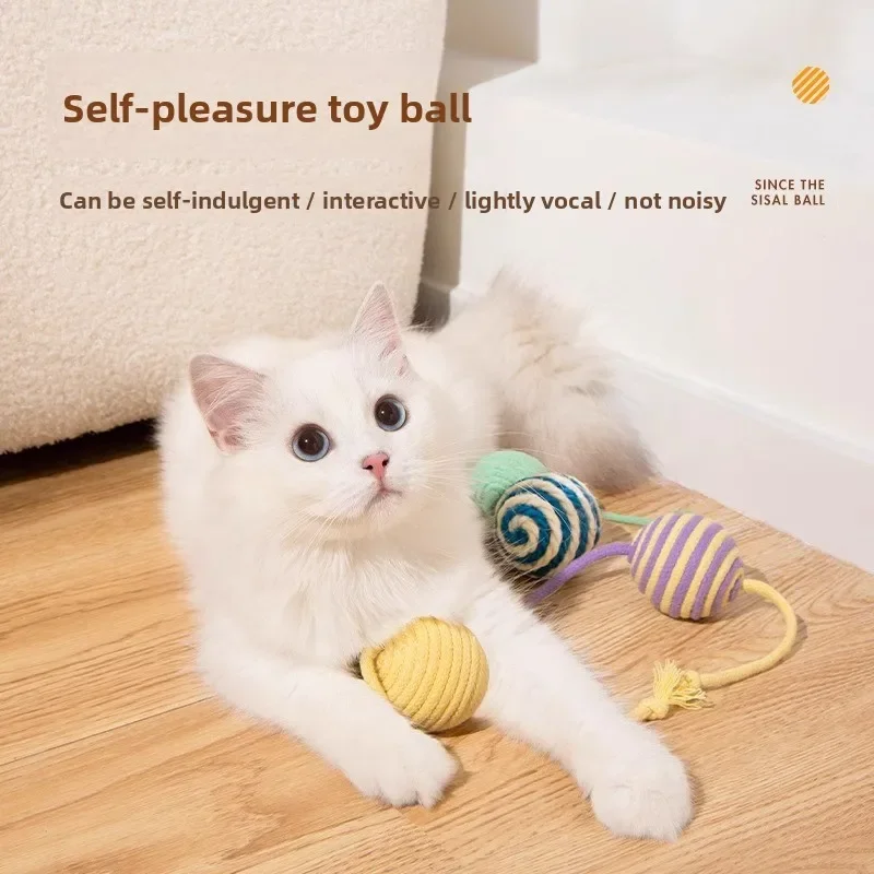 Cat Toy Ball Hamster Bite Ball Sound-Producing Toy Self-Hi Relieve Boredom Pet Ball Scratch Resistant Teeth Kitten Pet Supplies