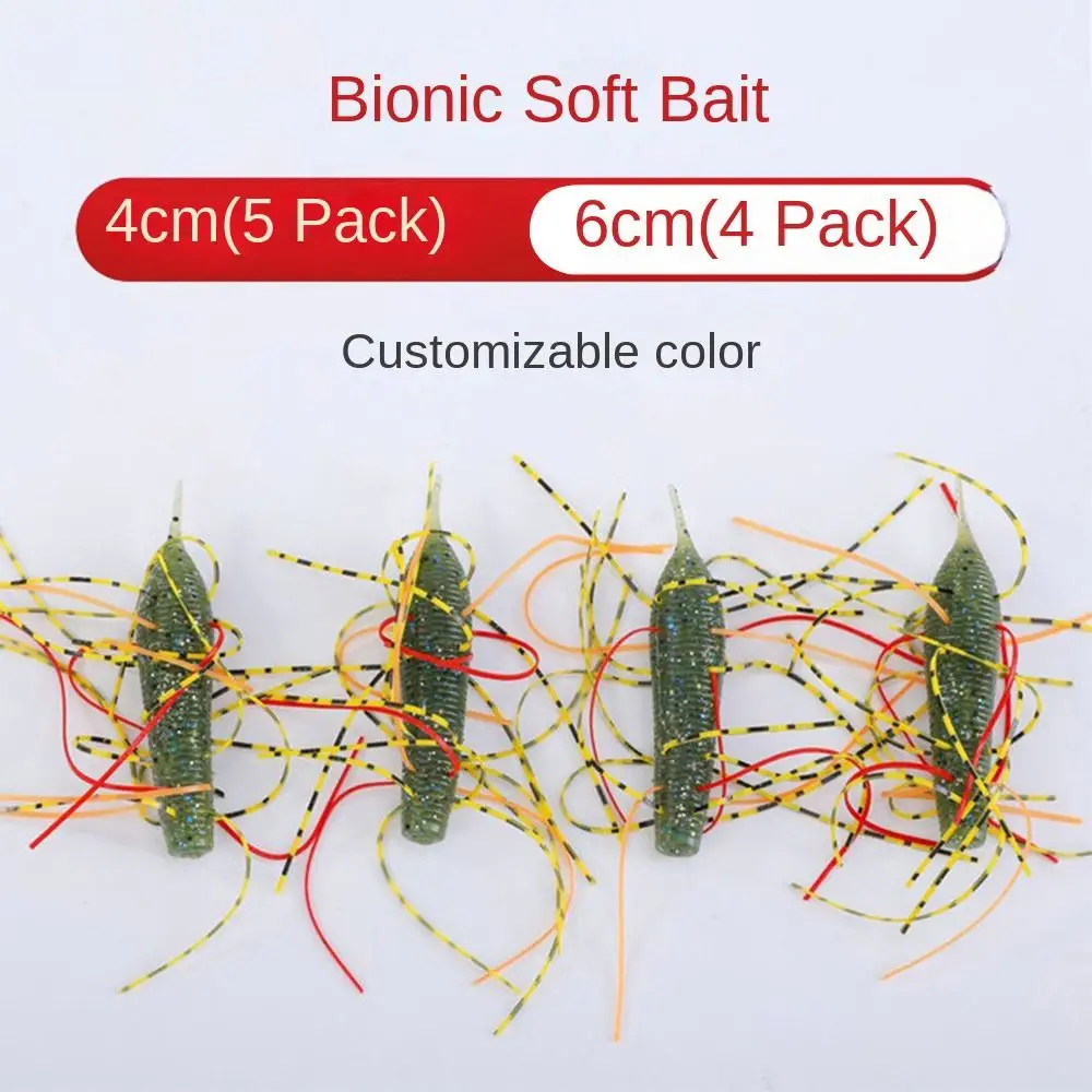 4/5pcs 4cm/6cm Fishing Sea Urchin Soft Bait Crawfish Lures Bass Stick Silicone Worm Lure Handmade Silicone Worm
