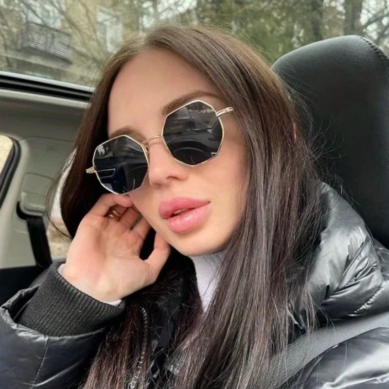Unisex Retro Achteckige Metall-Polygon-Sonnenbrille