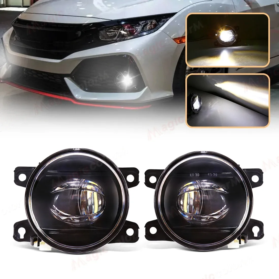 LED Fog Lamps For Honda Civic Hatchback Type R Fit Jazz CRV CR-V Accord City Insight 2017 2018 2019 2020 2021 2022 2023 2024 12V