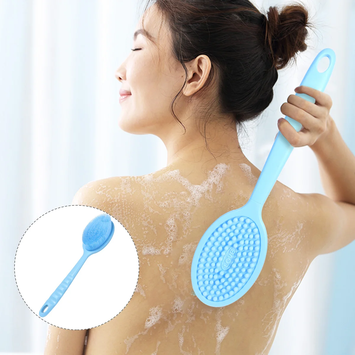 

Long Handle Silicone Bath Brush Back Cleaning Scrubber Shower Body Brush for Massage Bathing Accessories Bath Brushes