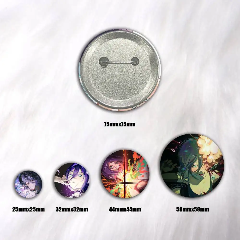 Anime Chainsaw Man Reze  Pins Badges Round Laser Badge Brooch Clothes Backpack Accessories