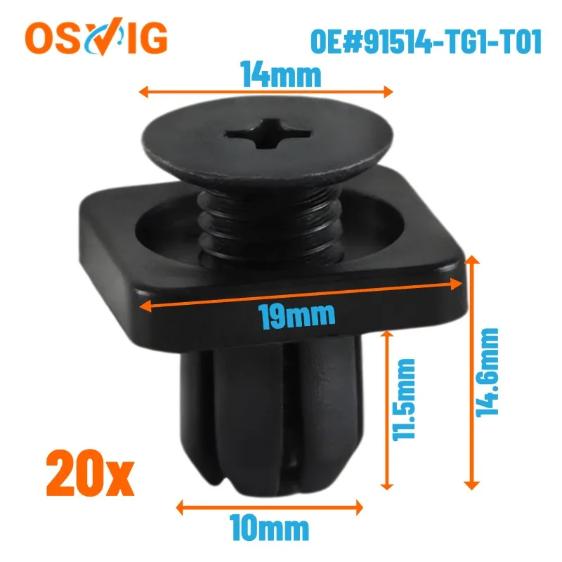 

20PCS OE#91514-TG1-T01 Car Rivet Fastener Bumper Clip Retainer Screw for Honda for HRV for Accord for Odyssey for CRV