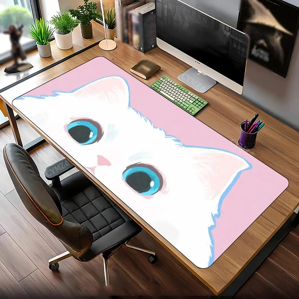 

Cartoon-style kawaii white cat Mouse Pad Desk Mat Gaming mats anti-slip Durable desk accessories Keyboard desktop pads maus pad