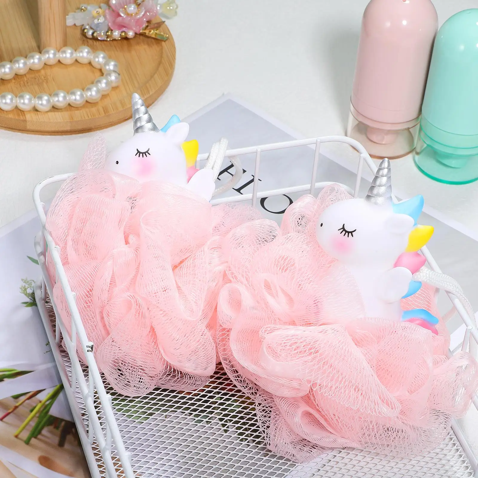 

2 Pcs Unicorn Bath Ball Loofahs Sponge Shower Sponges Children’s for Bathing Kid Cartoon