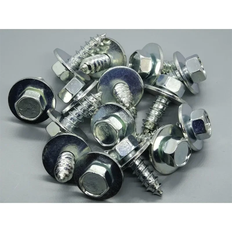 30Pcs Self Trapping Screws Washer Head Galvanized Hexagon Socket Under Screw Bolt Retainers Under Cover Screw for BMW AUDI Ford