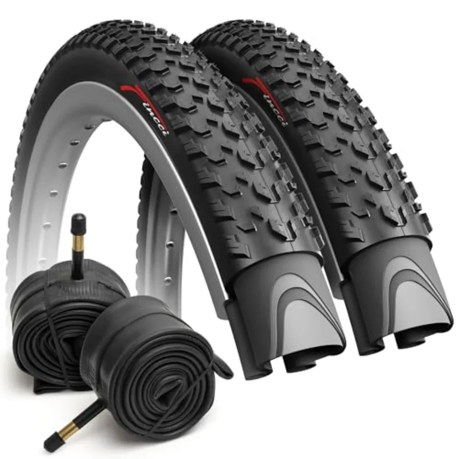 

Pair 27.5 x 2.10 Mountain Bike Tire 2X 27.5 Inner Tube Schrader- - Foldable 27.5 MTB Tyres, 30 TPI, 54-584 for Electric and Hyb