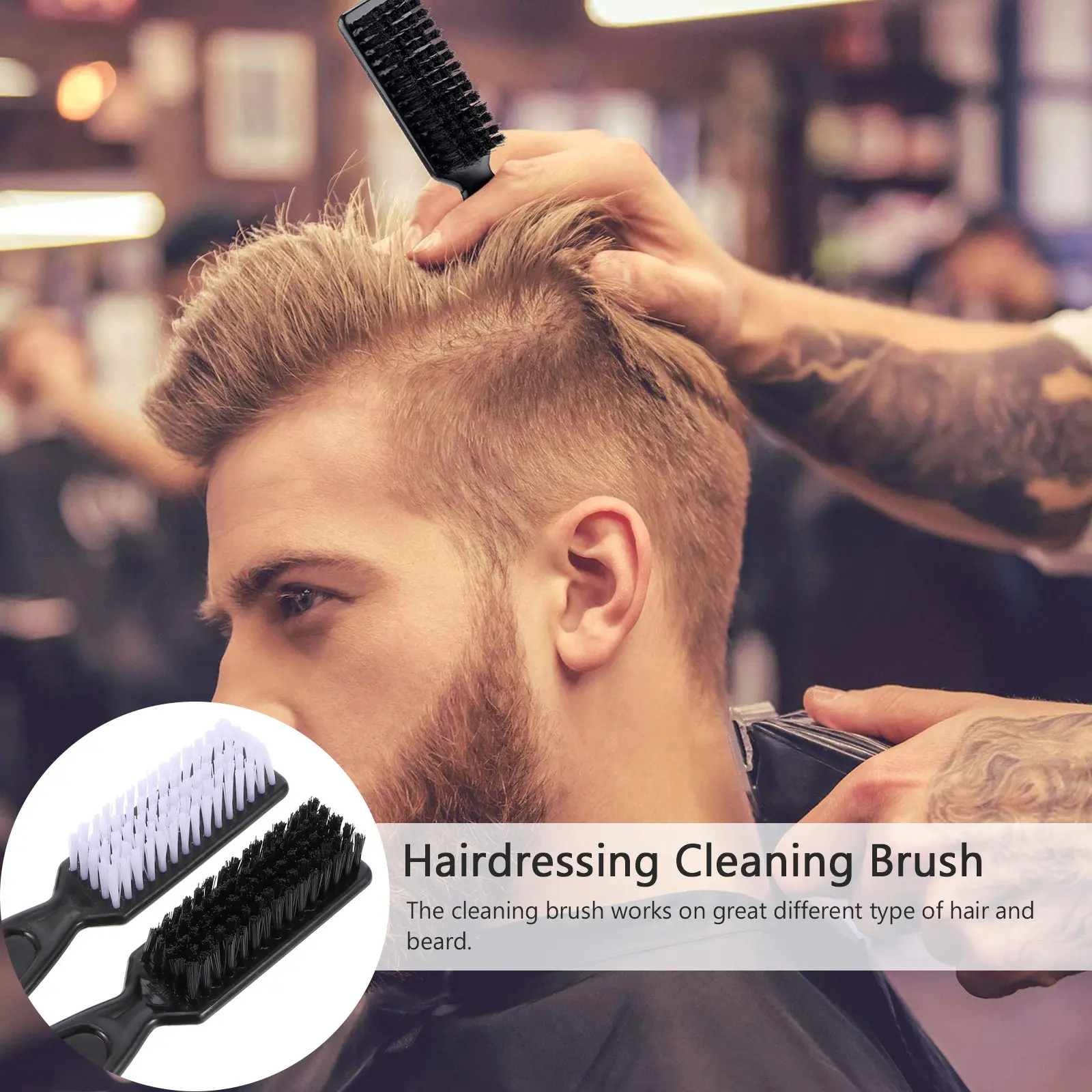 4Pcs Hair Cutting Brush Plastic Handle Nylon Bristles Beard Styling Cleaning Brush Barber Sweeping Duster for Salon Barbershop