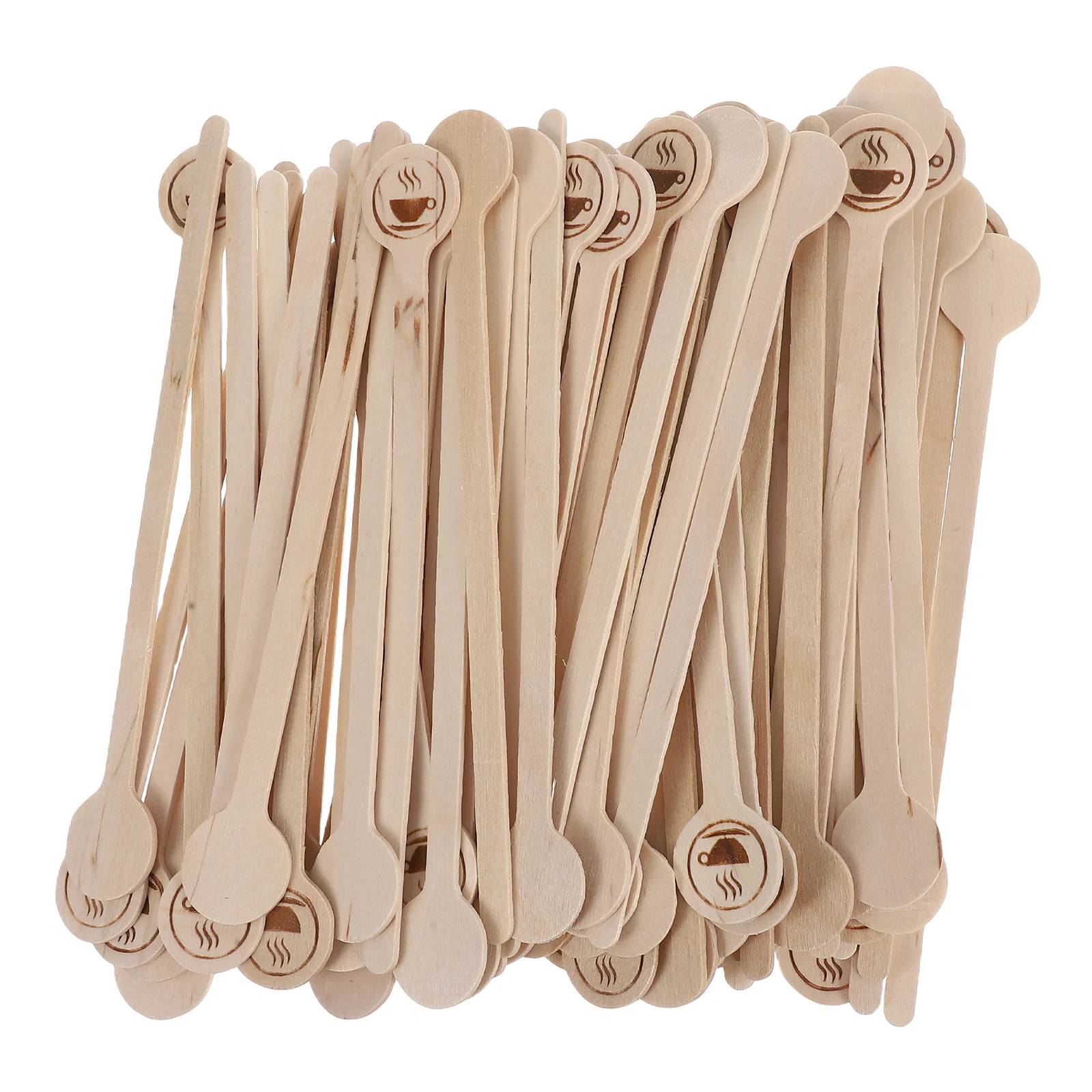 100pcs Wooden Coffee Stirring Sticks Beige Disposable Beverage Mixing Rods Cocoa Stirrers Hot Cold Drinks Kitchen Bar Tools