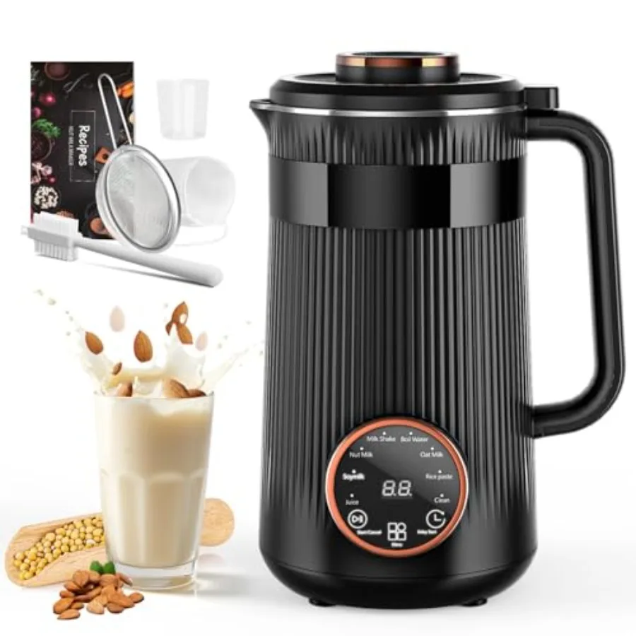 Máquina para Hacer Leche Vegetal de 35oz, Bebidas Caseras a Base de Soya, Almendras, Avena, Coco, Plantas y No Lácteas, Máquina Automática 8 en 1 para Soya