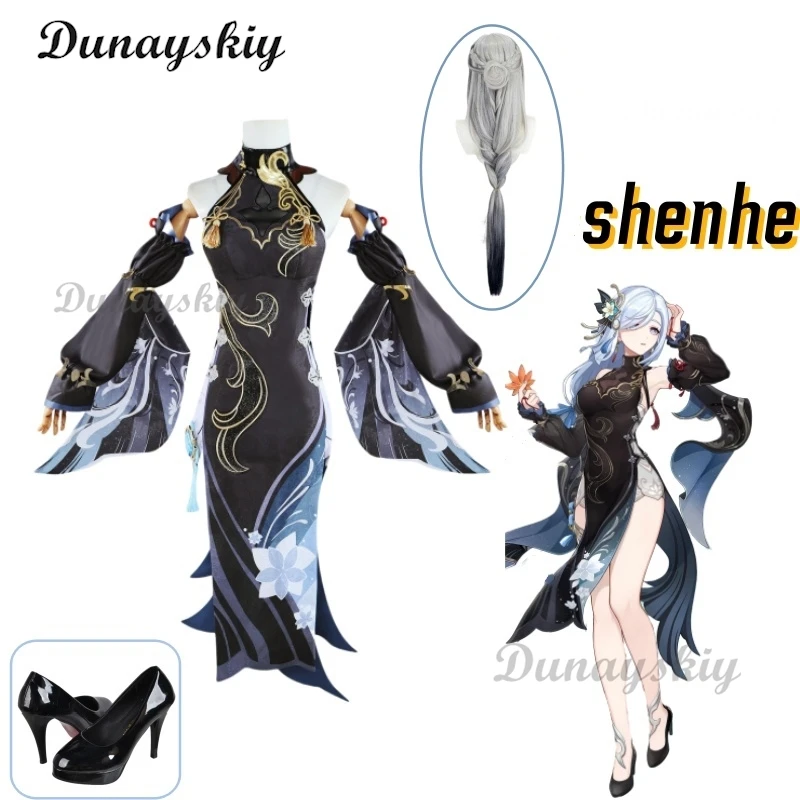 Frostflower Dew Shenhe Cosplay Costume Genshin Impact Adult Uniform Wig Anime Halloween Costumes Women Game Character Outfit