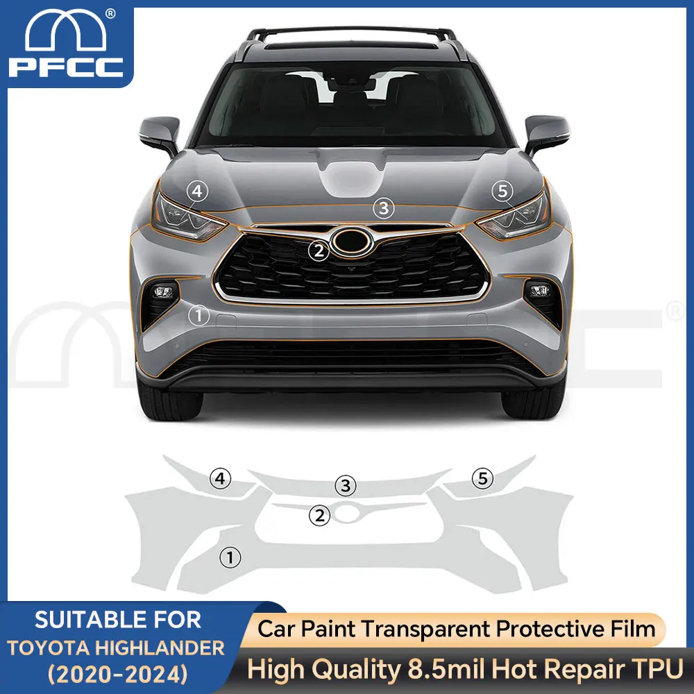 

Custom For Toyota Highlander 2020-2024 Rear Bumper Precut Paint Protection Film PPF TPU Anti-scratch Exterior Transparent Kit