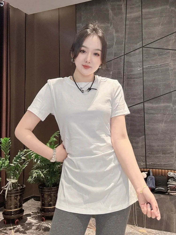 Casual Mid-Length Short-Sleeve T-Shirt Women's Loose Fit Slimming Simple Style Korean Version Straight Body Standard Cut