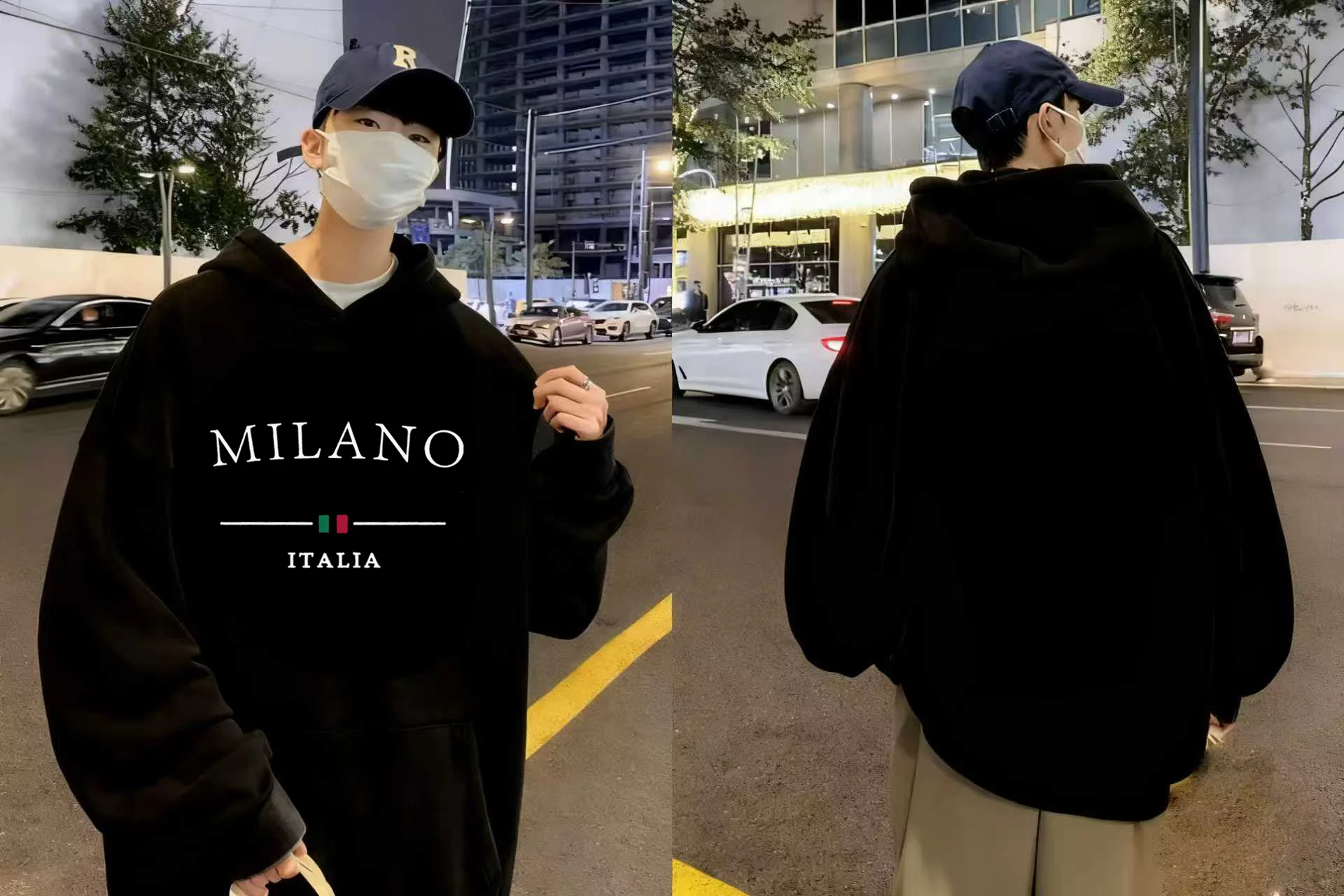 Milano Italia Print  330g Heavyweight Black Sweatshirt Unisex Streetwear Casual Pullover Men Women Urban Fashion Comfort Fit