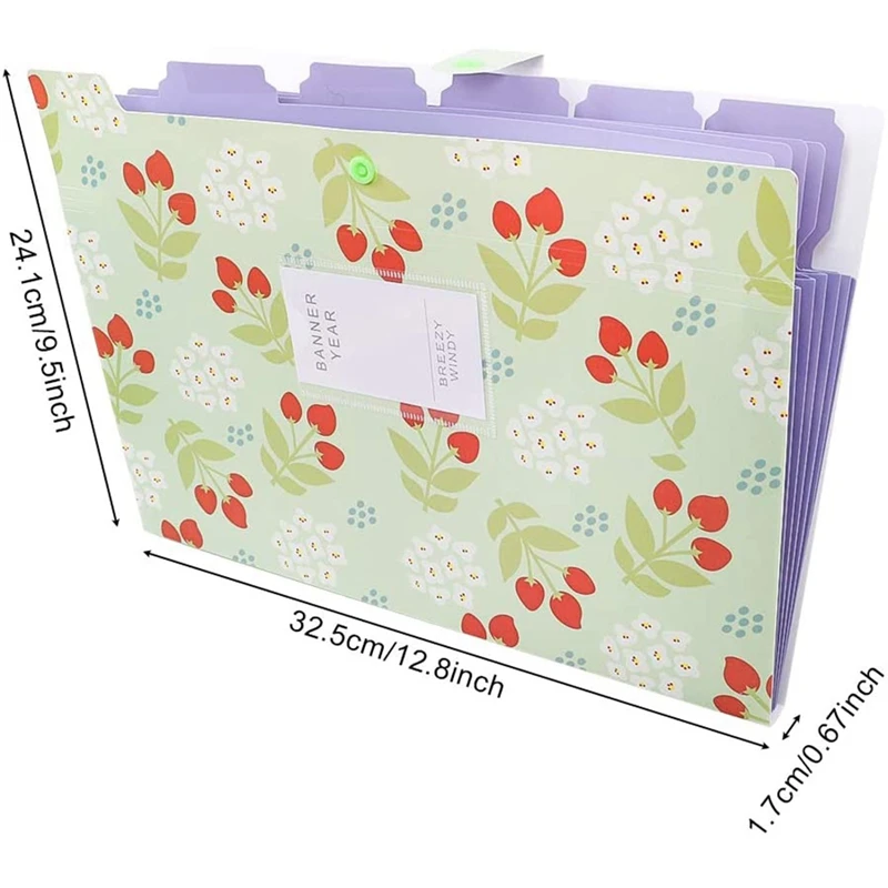 8Pcs Expanding File Folders, Accordion File Organizer With Pockets Snap Closure And Label Stickers For School And Office