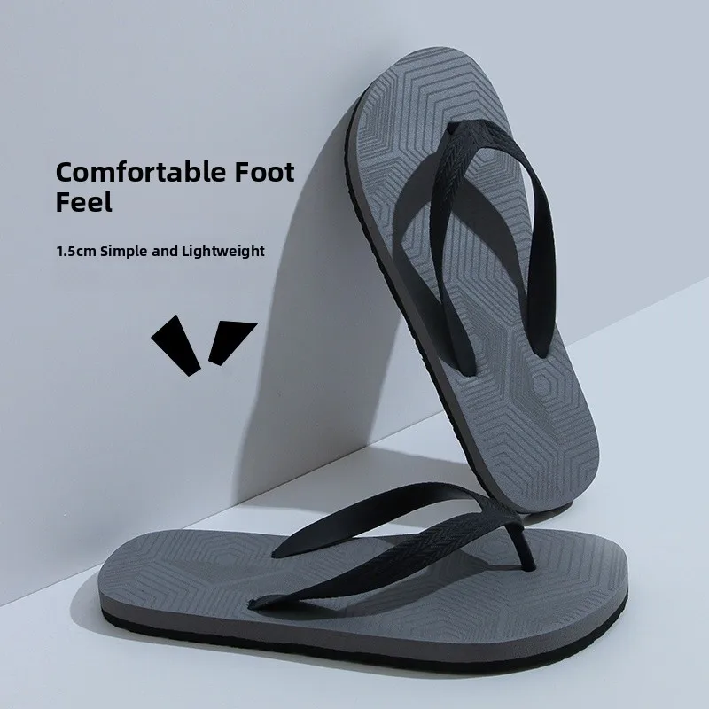 

Men's Anti-Slip Thong Slippers Beach Shoes New Travel Wear Resistant Summer Indoor Outdoor Sandals TPU Rubber Sole PVC Upper