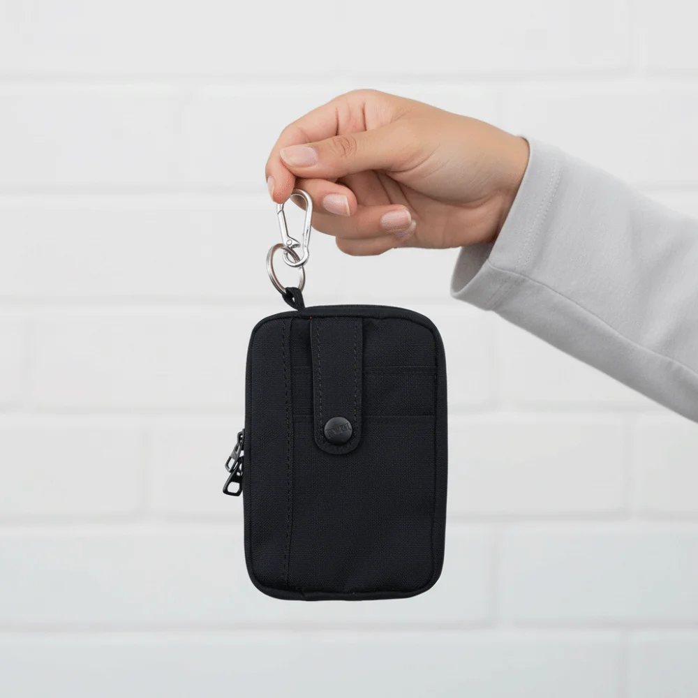 Przenośna, wielofunkcyjna płócienna portmonetka, jednokolorowa, zapinana na zamek, etui na słuchawki, lekka, kwadratowa mini torba do przechowywania, unisex.