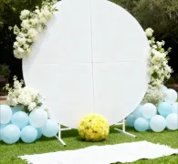

Beautifully round wall backdrop for wedding stage decor qq026