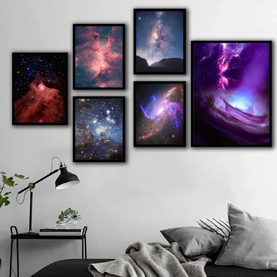 Cosmic Galaxy Coordinates Constellations Galaxy  and Canvas Painting and Prints Wall Art Picture for Bedroom Home Decor