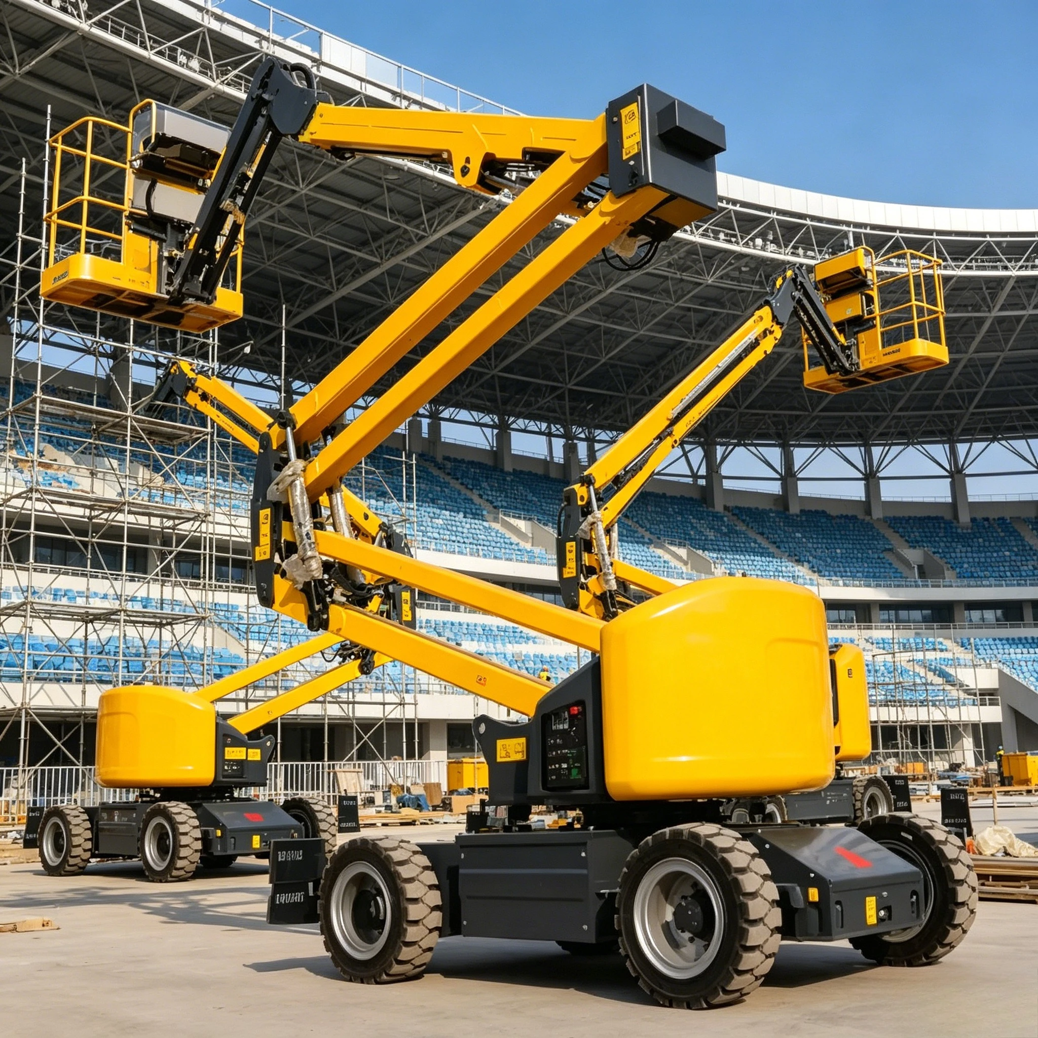 Self-Propelled 14M 230KG Electric Scissor Articulating Boom Lift Table Stainless Steel Crank Arm Telescopic Mast Aerial Engine