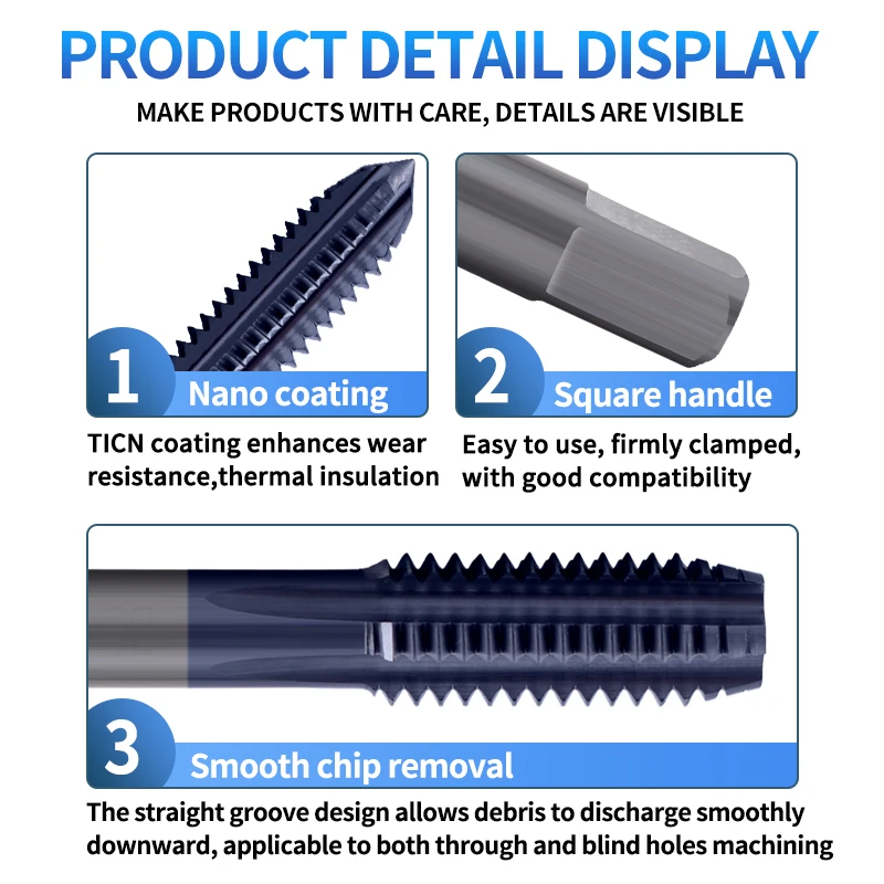 UT TAP Carbide Tungsten Steel JIS Standard Straight Fluted Tap UNC UNF 4-40 6-32 Machine Screw Thread Taps For HRC 55° - 62°