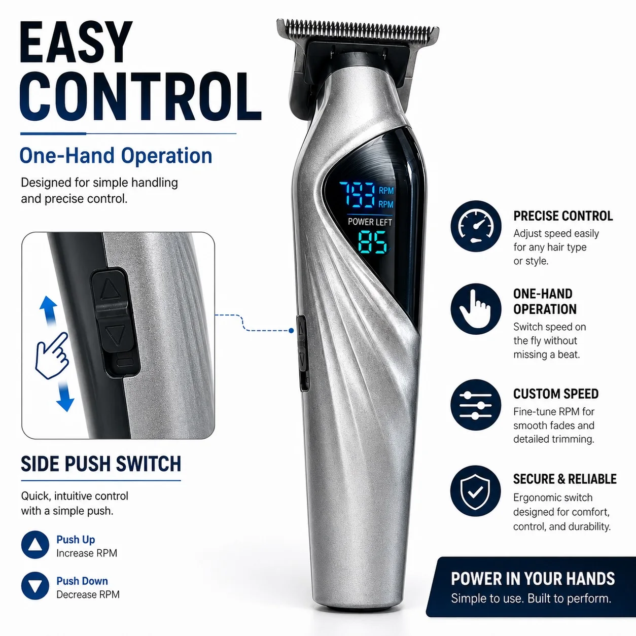 New Digital Display Rechargeable Electric Hair Clipper, Trendy Streamlined Matte Body, 4 Multi-Size Positioning Guide Combs, Type-C Fast Charging Power Cord, Small Brush for Cleaning Gaps, Professional T-Shaped Carving Blade, Low-Noise Home Hair Trimmer, Multifunctional Hairdressing Tool for Trimming Hairline, Styling Short Hair, and Trimming Bald Heads.