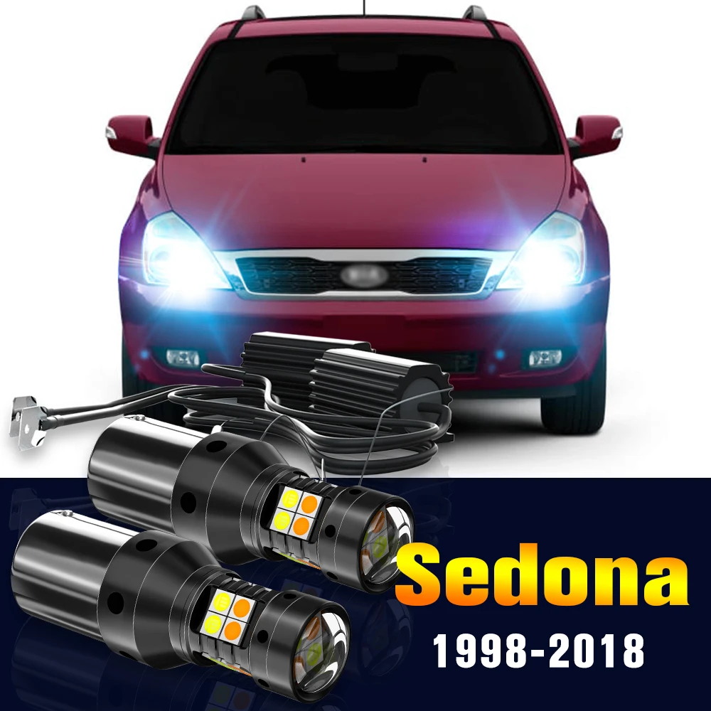 2pcs LED Dual Mode Turn Signal+Daytime Running Light DRL Lamp For Kia Sedona 1 2 3 1998-2018 2011 2012 2013 2014 Accessories